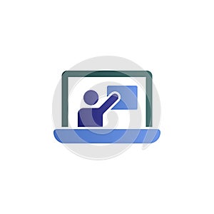 Online training, lecture, notebook color gradient vector icon