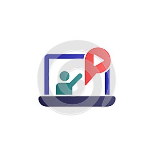 Online training, lecture, notebook color gradient vector icon