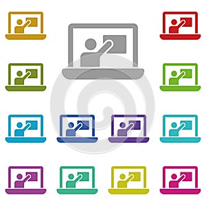 Online training, lecture, notebook multi color icon. Simple glyph, flat vector of online traning icons for ui and ux, website or
