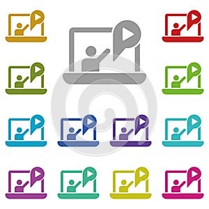 Online training, lecture, notebook multi color icon. Simple glyph, flat vector of online traning icons for ui and ux, website or