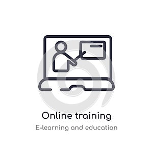 online training outline icon. isolated line vector illustration from e-learning and education collection. editable thin stroke