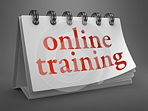 Online Training -Red Word on Desktop Calendar.