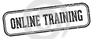 online training stamp. online training rectangular stamp on white background