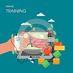 Online training vector flat style design illustration