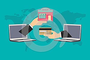 Online transactions, payment of store with credit card anywhere in the world