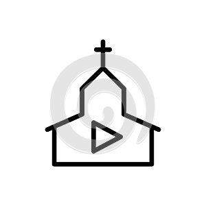 Online translation christian church service streaming video, chapel media flat vector icon for apps and websites