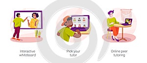 Online tutoring isolated cartoon vector illustration set photo