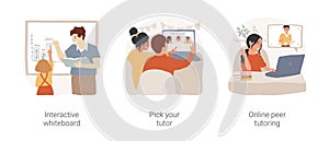 Online tutoring isolated cartoon vector illustration set. photo