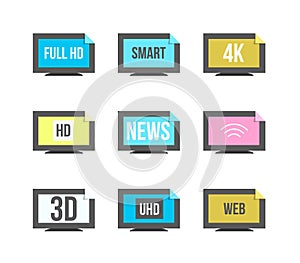 Online tv vector logo. Internet media. Broadcast online vector l