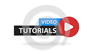 Online video tutorials education button. Play lesson concept. Vector illustration