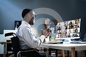 Online Virtual Teleworking Meeting On Computer