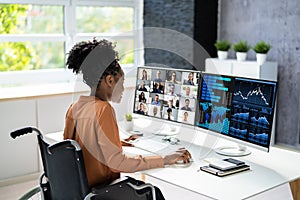 Online Virtual Teleworking Meeting On Computer