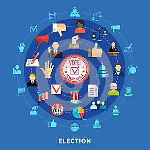 Online Voting Circular Icons Set