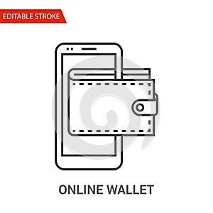 Online Wallet Icon. Thin Line Vector Illustration