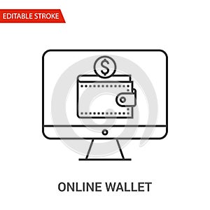 Online Wallet Icon. Thin Line Vector Illustration