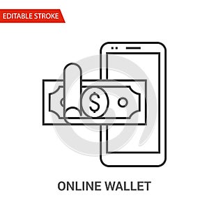 Online Wallet Icon. Thin Line Vector Illustration