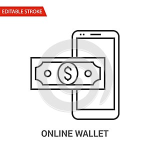 Online Wallet Icon. Thin Line Vector Illustration