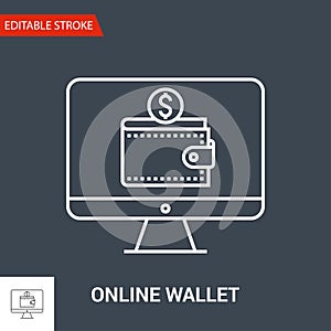 Online Wallet Icon. Thin Line Vector Illustration