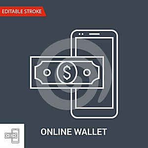 Online Wallet Icon. Thin Line Vector Illustration