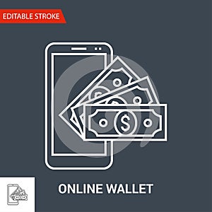 Online Wallet Icon. Thin Line Vector Illustration