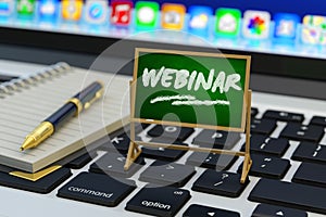 Online web seminar, e-learning, education and self-development concept