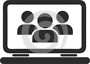 Online webinar icon, Online user icon, Video chat black vector icon.