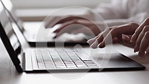 online work digital business hands typing laptop