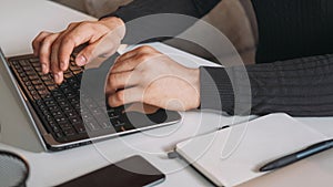 Online work digital marketing hands typing laptop
