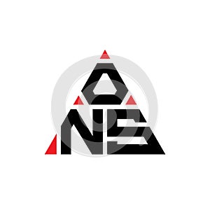 ONS triangle letter logo design with triangle shape. ONS triangle logo design monogram. ONS triangle vector logo template with red photo