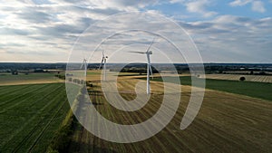 Onshore Windfarm During the Sunset