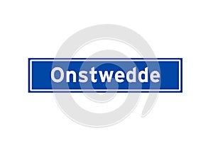 Onstwedde isolated Dutch place name sign. City sign from the Netherlands.
