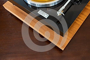 Ontario Canada - SEPTEMBER 2, 2022: Vintage Stereo Turntable Record Player Tonearm