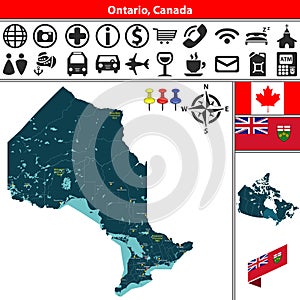 Ontario with cities, Canada