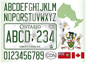 Ontario green electric car license plate, Canada