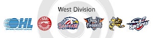 Ontario Hockey League, OHL. Season 2022-2023. Western Conference, West Division. Flint Firebirds, Saginaw Spirit, Sarnia Sting, photo