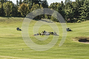 ONTARIO wilno canada 09.09.2017 golfer golf players playing on green gras on a course outdoor tee shot event Canadian