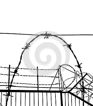 ÃÂ¡ontour of barbed wire on a white background photo