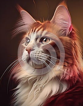 Maine coone cat on a neutral dark background