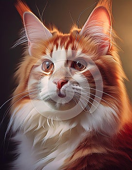 Maine coone cat on a neutral dark background