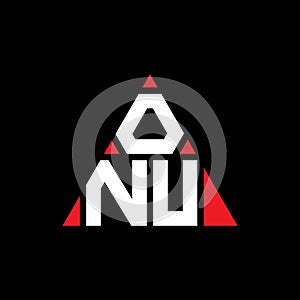 ONU triangle letter logo design with triangle shape. ONU triangle logo design monogram. ONU triangle vector logo template with red
