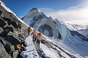 Onward, alpinists conquer the challenging slopes of Grossglockner mountain