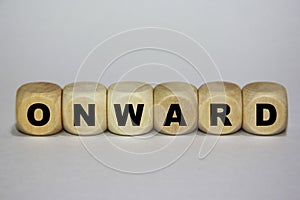 Onward Title - Wooden Cubes Concept - White Background photo