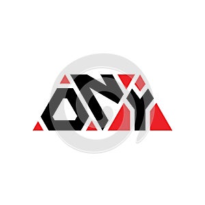 ONY triangle letter logo design with triangle shape. ONY triangle logo design monogram. ONY triangle vector logo template with red