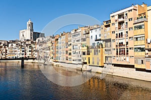 Onyar River and Gerona Cathedral