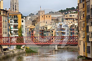 Onyar river in Spain flows through Girona