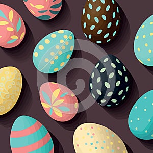 ood themed collection of easter eggs as pattern background