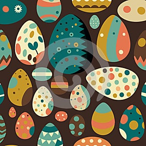 ood themed collection of easter eggs as pattern background