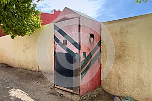 A ooden security Booth in the street