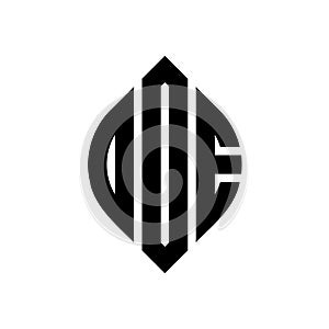 OOE circle letter logo design with circle and ellipse shape. OOE ellipse letters with typographic style. The three initials form a