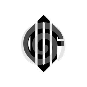 OOF circle letter logo design with circle and ellipse shape. OOF ellipse letters with typographic style. The three initials form a